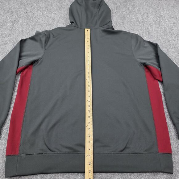 Nike Hoodie Mens XL Gray Red Therma-Fit Pullover Sweatshirt Fleece Athletic - Picture 6 of 16